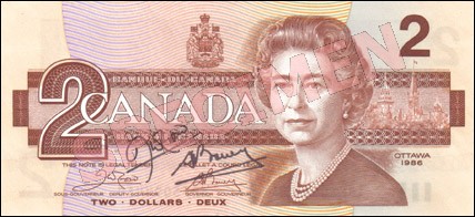Birds of Canada Series - $2 Notes