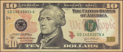 2004 A $10 Federal Reserve Note